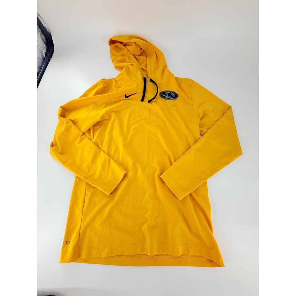 Nike Missouri Tigers Mizzou Dri-Fit Pullover Hoodie Mens SZ S Yellow Team Issued